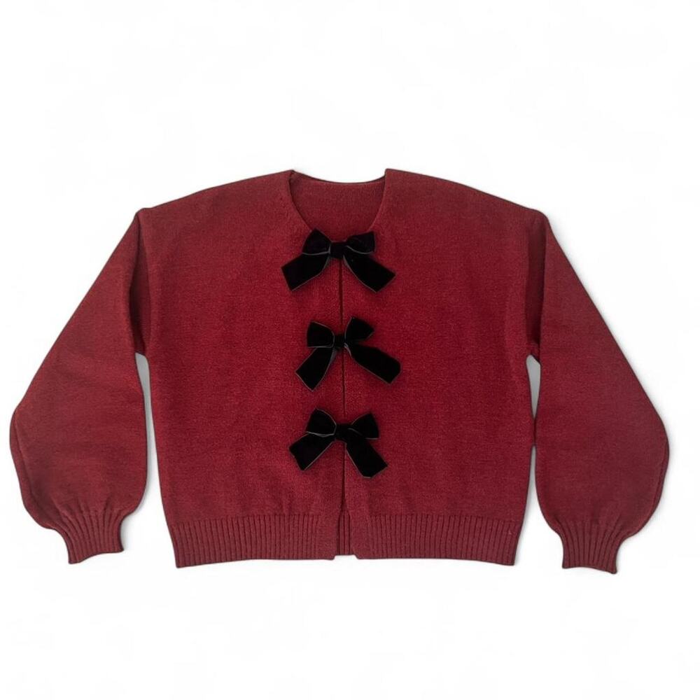 Bow front knit sweater size